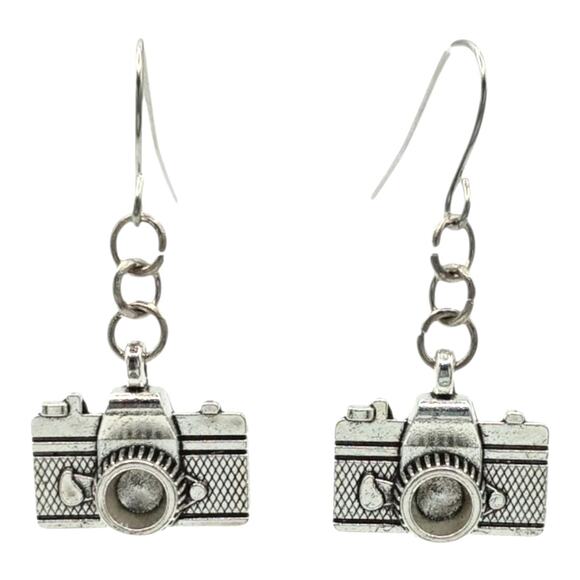 Camera Dangle Earrings | Fun Photographer Jewelry - Picture 1 of 3